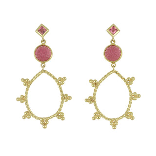 Mazza 14K Gold Rubellite Tourmaline Drop Earrings