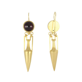 Mid-Victorian 18K Gold Cabochon Garnet Amphora Drop Earrings