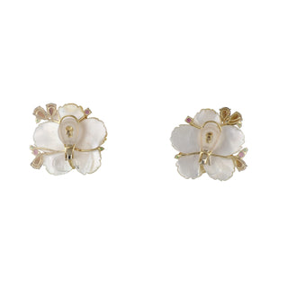 Tenenbaum 18K Gold Golden Mother Of Pearl Flower Earrings with Tourmalines
