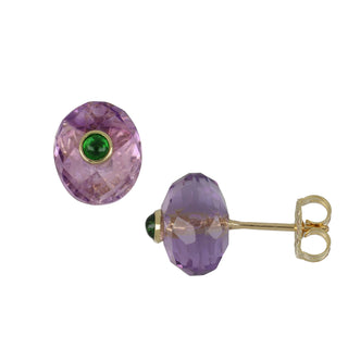 Tenenbaum Amethyst & Emerald Stud Earrings