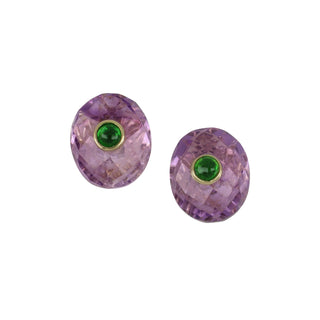 Tenenbaum Amethyst & Emerald Stud Earrings