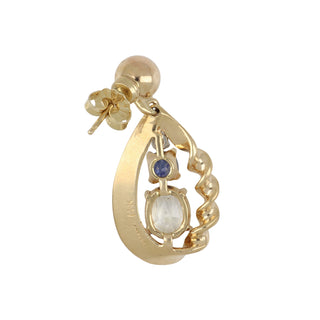 1960s Tiffany & Co. 14K Sapphire Drop Earrings with Diamonds