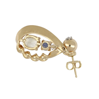 1960s Tiffany & Co. 14K Sapphire Drop Earrings with Diamonds