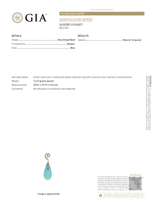 18K White Gold Turquoise Drop Earrings with Diamonds