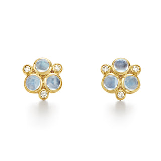 Temple St Clair 18K Gold Blue Moonstone Trio Stud Earrings with Diamonds