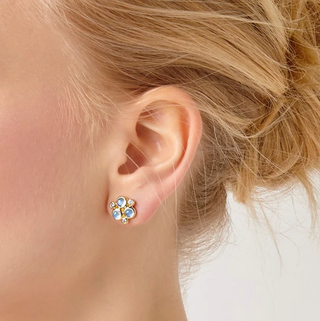 Temple St Clair 18K Gold Blue Moonstone Trio Stud Earrings with Diamonds