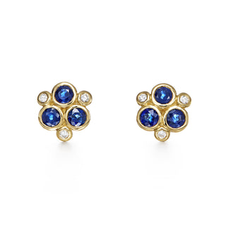 Temple St Clair 18K Gold Sapphire Trio Stud Earrings with Diamonds