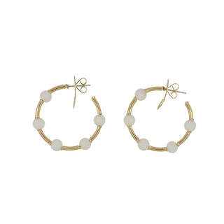 18K Gold Coral Hoop Earrings