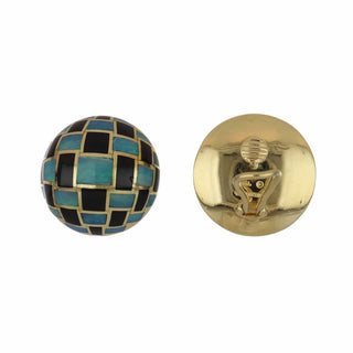 Vintage 1970s Angela Cummings Tiffany & Co. 18K Gold Jade and Opal Button Earrings