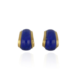 18K Gold Lapis Huggie Earrings