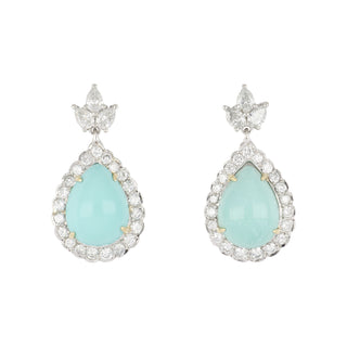 Estate Platinum and 18K Gold Turquoise Drop Earrings with Diamonds