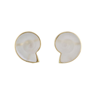 Vintage Carved Rock Crystal Nautilus Shell Earrings