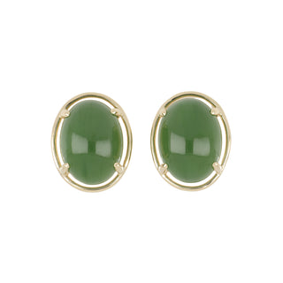 Vintage Gumps 14K Jadeite Oval Earrings