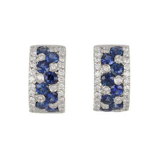 Estate 18K Sapphire & Diamond Hoop Earrings