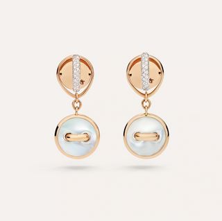 Pomellato 18K Rose Gold Malachite & Mother-of-Pearl Pom Pom Dot Reversible Earrings