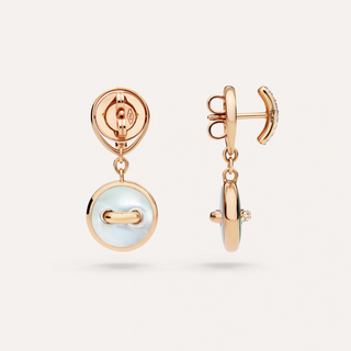 Pomellato 18K Rose Gold Malachite & Mother-of-Pearl Pom Pom Dot Reversible Earrings