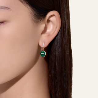 Pomellato 18K Rose Gold Malachite & Mother-of-Pearl Pom Pom Dot Reversible Earrings