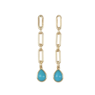 Tenenbaum 14K Turquoise Drop Chain Link Earrings