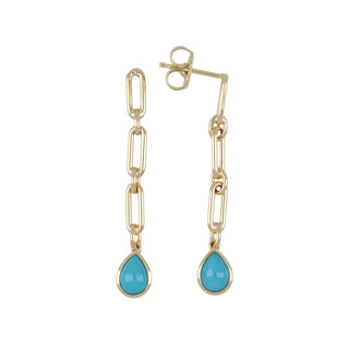 Tenenbaum 14K Turquoise Drop Chain Link Earrings