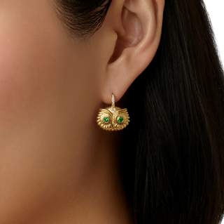 Temple St. Clair 18K Athena Owl Earrings