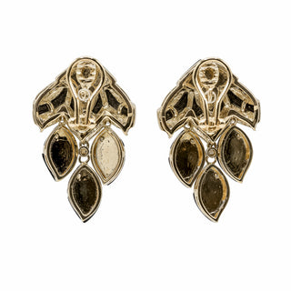Estate 18K Gold Onyx & Diamond Fish Earrings
