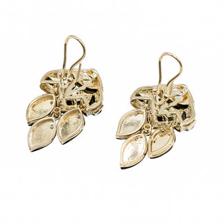 Estate 18K Gold Onyx & Diamond Fish Earrings
