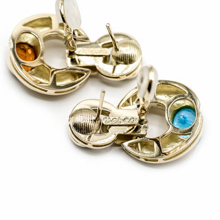 Estate Vesco 18K Gold Multi-Gemstone Doorknocker Earrings