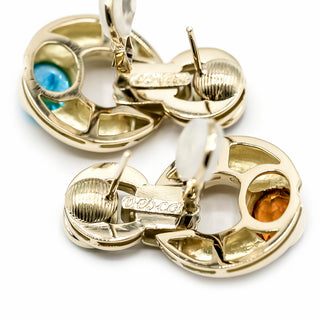 Estate Vesco 18K Gold Multi-Gemstone Doorknocker Earrings
