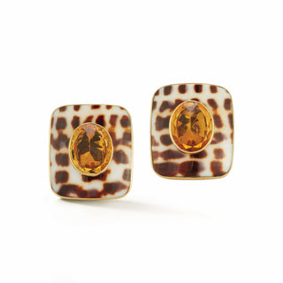 Seaman Schepps 18K Lettercone Shell Earrings with Citrines