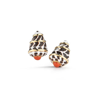 Trianon 18K Conus Ebraus Shell Earrings with Coral