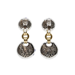 Estate Ambrosi 18K Gold Lapis Lazuli & Diamond Pave Ball Drop Earrings