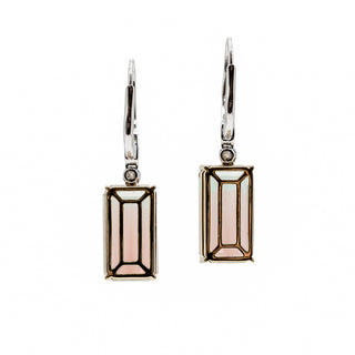 18K Gold Two Tone Bi-Color Tourmaline Drop Earrings with Diamonds