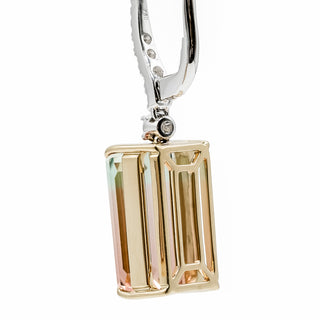 18K Gold Two Tone Bi-Color Tourmaline Drop Earrings with Diamonds