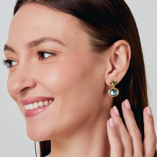 Syna 18K Gold Cirra Oval Blue Topaz Drop Earrings