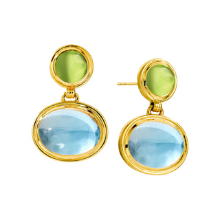 Syna 18K Gold Cirra Oval Blue Topaz Drop Earrings