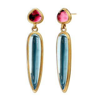 Syna 18K Gold Rubellite Tear Drop Earrings