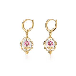 Temple St. Clair 18K Gold Fiori Amulet Rock Crystal Earrings