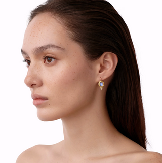 Temple St. Clair 18K Gold Small Blue Moonstone Classic Temple Earrings