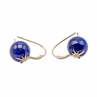 Estate Sydney Evan 14K Gold Kyanite Bead Starburst Earrings