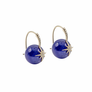 Estate Sydney Evan 14K Gold Kyanite Bead Starburst Earrings