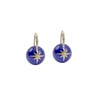 Estate Sydney Evan 14K Gold Kyanite Bead Starburst Earrings