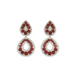David Webb 18K Gold & Platinum Ruby Day/Night Earrings with Diamonds