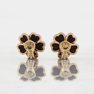 Estate Van Cleef & Arpels 18K Gold Wood and Diamond Clematis Earrings
