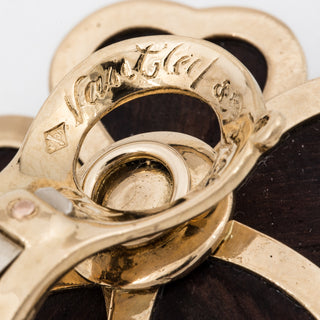 Estate Van Cleef & Arpels 18K Gold Wood and Diamond Clematis Earrings