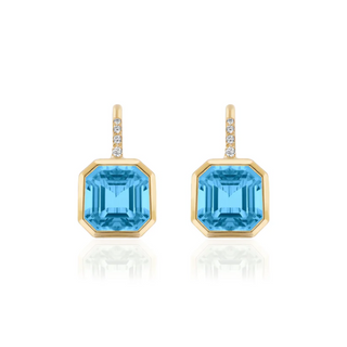 Goshwara 18K Octagonal Bezel-Set Blue Topaz Drop Earrings