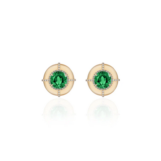 Goshwara 18K Limited Edition Emerald Medallion Stud Earrings