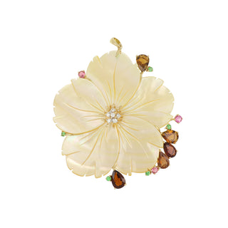 Tenenbaum 18K Gold Golden Mother-Of-Pearl & Gemstone Flower Pendant