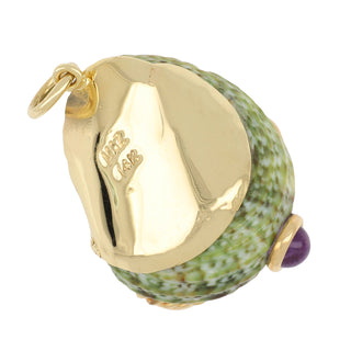Mazza 14K Gold Green Shell Pendant with Amethysts