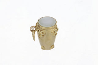 Estate Italian 18K Gold Mother Of Pearl Bongo Drum Charm