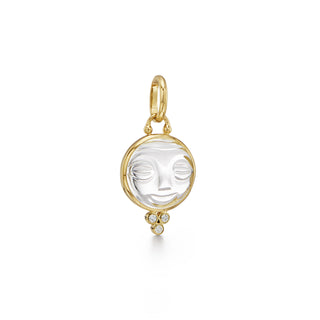 Temple St Clair 18K Gold Rock Crystal Moonface Pendant with Diamonds